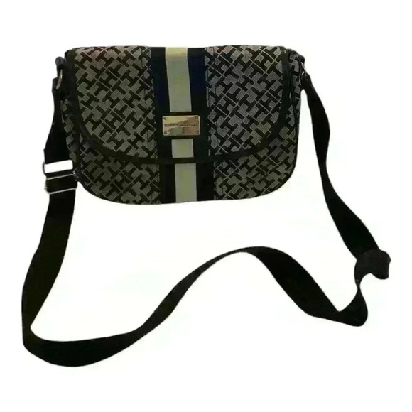 Tommy Hilfiger Handbags - Tommy Hilfiger Women's Crossbody Bag Black/Tan TH Logo Monogram